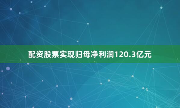 配资股票实现归母净利润120.3亿元